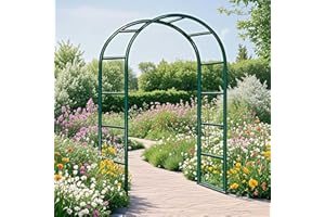 Générique Arche de Jardin en Métal Fer Antirouille, Arche Rosier de Robuste pour Plante Grimpante, Décoration de Cérémonie Fête, 80cm 140cm 180cm 200cm 240cm 280cm 300cm 350cm(Green,W120 X H220cm)