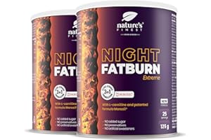 Bruleur de Graisse Night Fatburn Extreme 250g avec Morosil(400mg) pour Perte de Poids, L-Carnitine et Extrait de Vin Rouge - Valeriane pour Sommeil - Nature's Finest by Nutrisslim