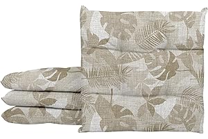 Il Gruppone Passione Casa Set 4/6 Cuscini Sedia Con Lacci 4 Punti Cucina Imbottiti Spessore 6 Cm Comodi Prodotto Italiano 40 x 40 in CotoneLavorati a Mano - Palme lino - 4 Pezzi