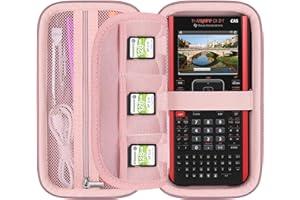 Elonbo Texas Instruments TI-Nspire CX II CAS/CX II/CX CAS calculadora de Dibujo en Color Maleta Dura, Bolsillo Zip Adicional para Cables de Carga, Cargadores, Manual, Oro Rosa