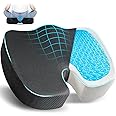 EcoNour Coccyx Cushion | Memory Foam Pain Relief Cushion for Back Support | Sciatica Tailbone Pain Relief | Anti-Slip Gel Orthopaedic Ergonomic Cushions for Office Chair (Seat Cushion with Gel)