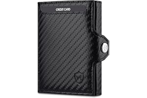 VON HEESEN Slim Wallet mit XL Münzfach & RFID-Schutz - Mini Geldbörse Herren & Damen - Kartenetui Geldklammer Kreditkartenetui - Portmonee Geldbeutel Portemonnaie klein (Carbon)