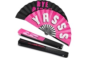 Amyhill Rave Fan 2 Packungen großer faltbarer Handfächer Festival Fan Bambus chinesischer ikonischer Fan mit Stimme für Männer und Frauen Party Performance, Tanz, Dekorationen, Geschenk, 33 cm