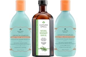 Nature Spell Hair Growth Trio, Pre-Diluted Rosemary Oil for Hair & Scalp, Shampoo & Conditioner Set, Sulphate-Free, Colour-Safe, Vegan
