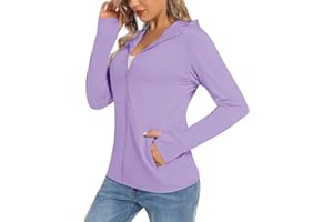 TACVASEN Women's Hoodie Sun Protection Hooded T-Shirt Quick Dry Summer UPF 50+ UV Protection Jacket Zip Pocket