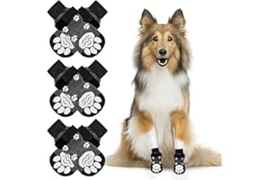 NeuWee 3 Pares Calcetines Antideslizantes para Perros, Calcetines Antideslizantes Interiores para Perros, Protectores de Patas para Perros con Correas Ajustables Apta para Perros Pequeños y Grandes(S)