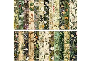 DIIWMME 24 Sheets Floral Scrapbook Paper，6x6 Inch Vintage Patterned Craft Paper for Scrapbooking, Card Making, Decoupage and DIY Projects (24 Unique Designs) (A)