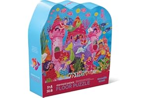 CROCODILE CREEK Bertoy 384070-6 Mermaid Palace -piece Floor Puzzles, Blue/Green/Orange/Red/Pink, 27" x 20"