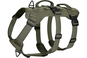 OneTigris Hundegeschirr, T-Bone Taktisches Geschirr mit 2 Griff Ausbruchsicher Einstellbar Brustgeschirr für Hunde Jagd Wandern Trainierung Spaziergang Outdoor-Aktivitäten (Grün, M)