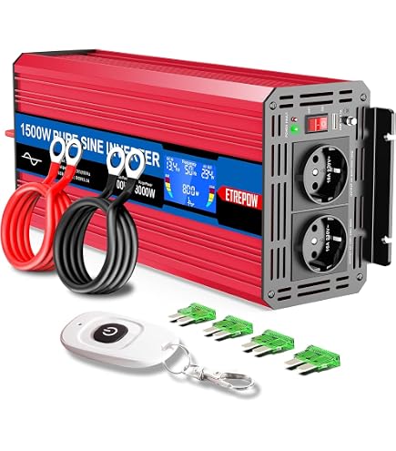 Convertisseur 12V Vers 220V Pur Sinus 4000W/8000W - Écran LCD + 4 Ports USB & Télécommande - Pour Camping, Fourgon, Voyages