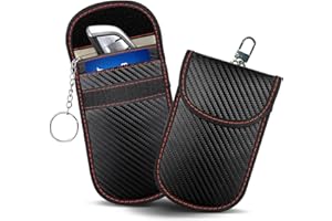 VALART Portachiavi per Auto Custodia per Chiavi Auto Gabbia di Faraday Fibra di Carbonio Segnale di Blocco Borsa Protettiva per Custodia Antifurto per Protezione Blocco Segnale RFID (E4-2 Pack Pouch)