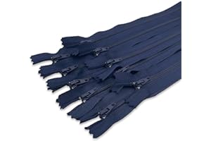 MARARDI [Pack 10 Cerniere [Blu Navy] Nylon [18 cm] Chiusure Lampo per Cucito e Artigianato per Stoffa Vestiti Borse per Cucire a Macchina Patchwork Tessuto di Cotone con Chiusura in Metallo