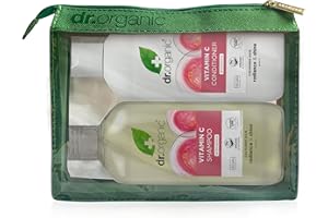 DR. ORGANIC Dr Organic Vitamin C with Organic Guava Shampoo & Conditioner Set with Travel Bag, Coloured Hair, Natural, Vegan, Cruelty-Free, Paraben & SLS-Free, Organic, 265ml