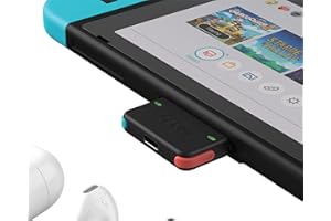 HUMAN THINGS Genki Bluetooth Audio Adapter for The Nintendo Switch (Neon Blue red Buttons)