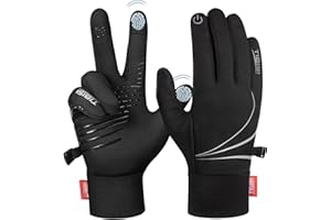 TANSTC Guantes Invierno Termicos por Hombre y Mujer, Guantes Moto a Prueba de Viento, Guantes Pantalla Táctiles Antideslizantes, Guantes Deportivos Impermeables para Esquí Ciclismo Senderismo, Negro