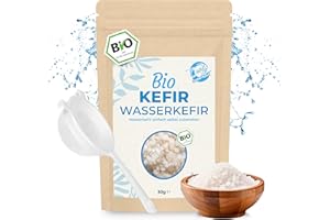 ‎CURLY SUPERFOOD Curly Superfood Wasserkefir Kristalle Bio 30g - Besonders einfach frischen Wasserkefir herstellen (unendlich viel) inkl. Erfolgsgarantie & Anleitung - Kefir Kristalle + Plastiksieb