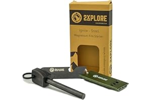2XPLORE Ignite Steel Flint and Steel Fire Starter Kit - Ferro Rod Fire Starter