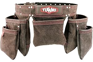 TUCANO Ceinture à Outils en Cuir Pour Bricoleurs et Charpentiers. Ceinture Bricolage Parfaite Pour Electriciens. 12 Poches à Outils Pour Une Grande Capacité. Convient Aux Tailles S-XXL