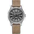 Hamilton Watch Khaki Field Titanium Auto | Swiss Made | 42mm Titanium Case | Black Dial Analog Watch | Brown Leather Strap (Model: H70545550)