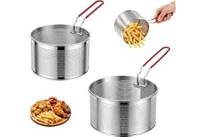 2 stycken friteringskorg för kruka, rostfritt stål, livsmedel, siktkorg, set, friteringskorg med avtagbart handtag, nudelsil