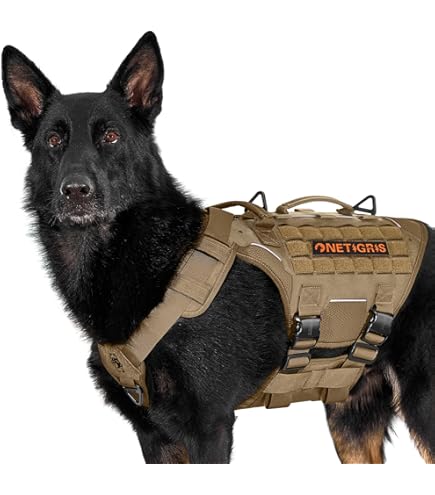 OneTigris Tactisch hondentuigje, volledig metaal, X-ARMOR anti-trek hondentuigje, vest met reflecterend klittenband, militair, verstelbaar, gemakkelijk aan te trekken, hondenvest, voor wandelen