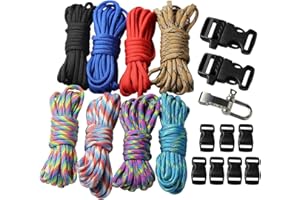 AUFODARA UOOOM 18 pcs Paracord Bracelet kit with Buckles Parachute Cord Outdoor Survival Rope Set DIY Manual Braiding (Style A)