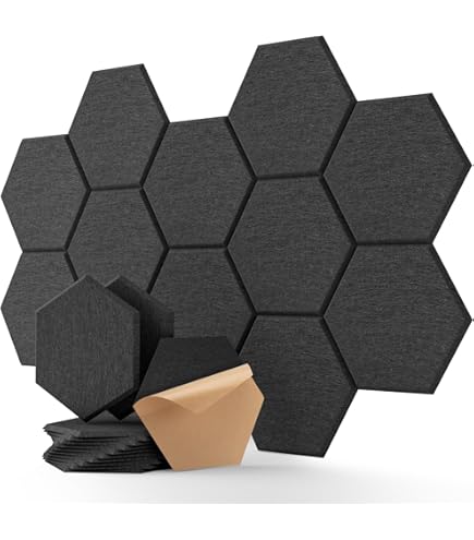 Lot De 12 Panneaux Acoustiques Autocollants Noir - Isolation Sonore Studio, Bureau, Home Cinéma