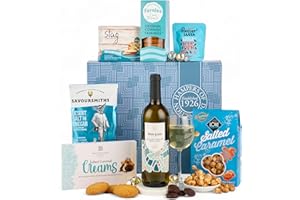Thornton & France The Metropolitan – Luxury Red Wine Hamper with Don Leon Red & Gourmet Snacks – Elegant Wine Gift Set in Blue Geometric Box for Birthdays, Anniversaries & Special Occasions