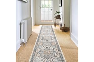Carvapet Alfombras de Pasillo Larga 60x300cm Alfombra Corredor Antideslizante Azul Alfombras de área Lavable Suave Microfibra Medallón Vintage Alfombra Comedor Pasillo