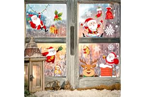 DANGZW Adesivi per Finestre Natalizie 5 Fogli, 123PCS Vetrofanie Natale Rimovibile Statici in PVC, Adesivi Natalizi in Vetro Riutilizzabili, Decorazione per Porte Interne ed Esterne