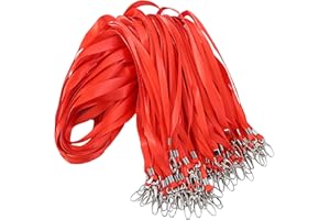 ROSSHINE 50pcs Red Lanyards for Neck, Nylon Neck Strap Lanyard for Keys ID Cards Name Tags Badge Holders with Swivel Hook Ideal for Staff Student Doctors Visitors