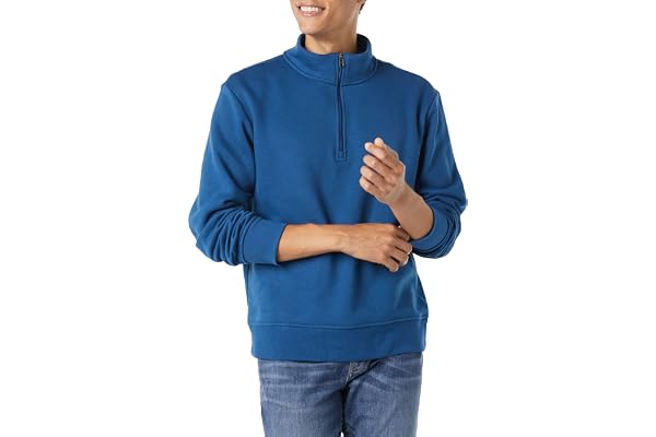 Amazon Essentials Sweat Polaire à Manches Longues avec Un Quart de Fermeture Éclair Homme