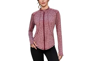 Gyabnw Chaqueta Deportiva Mujer Sudadera Cremallera Manga Larga Con Orificio para el Pulgar Sudadera Mujer Protección Solar Ligera y Transpirable