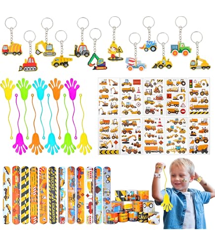 12 Sacchetti Regalo Per Festa Di Compleanno A Tema Cantiere Con Adesivi Per Bambini