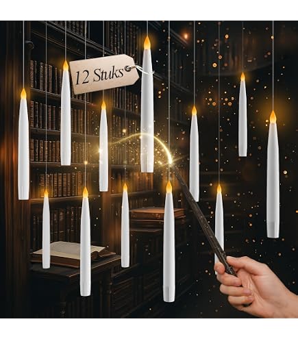 Zwevende LED-kaarsen Met Toverstaf – 20 Stuks, Warm Geel, Vlamloos, Op Afstand Bedienbaar – Ideaal Voor Halloween En Harry Potter-feestjes