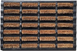 oKu-Tex Wycieraczka | Wycieraczka | Wycieraczka | Mata wejściowa | "Java" | ze szczotką | Mata kokosowa z gumą | Do użytku na zewnątrz | Antypoślizgowa | 45 x 75 cm