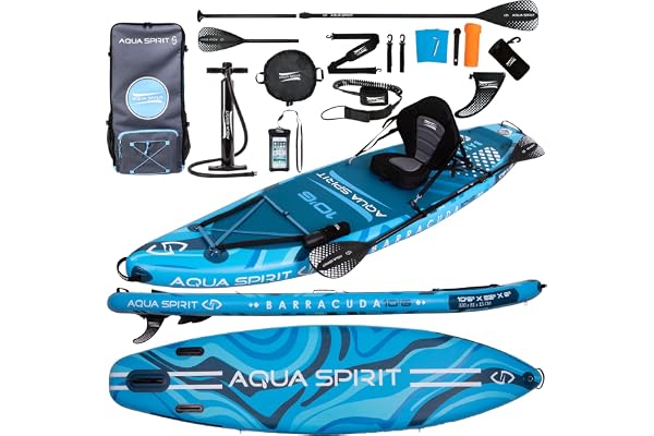 Aqua Spirit Sup Planche à pagaie Gonflable Stand Up 2023 | 3 m / 10 m / 10 m / 10/12 pi 6/15 pi / 18 po | Kit Complet de Conversion de Kayak avec pagaie, Sac à Dos, Pompe et Autres Accessoires |