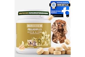 NatiVivo® hochdosiertes, probiotisches Premium Biotin+Zink Katze Hund Komplex für EIN glänzendes und schönes Fell. Gegen Haarausfall, Juckreiz und trockene Haut. Made in Germany!