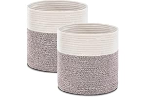 YOUDENOVA Cesto portaoggetti, 28 x 28 cm, confezione da 2 cestini intrecciati, per giocattoli, portavaso, in corda di cotone, colore marrone