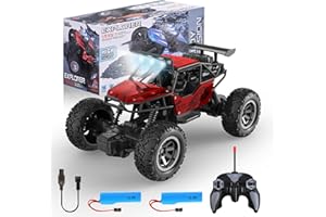Weinsamkeit Voiture Télécommandée Tout Terrain, 2.4Ghz Monster Truck RC Offroad Car, 1:20 Voiture RC Rapide avec LED, 2WD High Speed Buggy Crawlers Jouet Cadeau pour Enfant Adulte (Rouge)