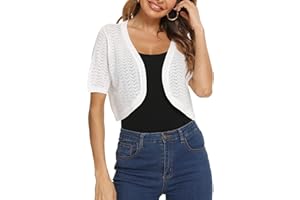 Totatuit Damen Bolero Festliche Kurze Elegante Strickjacke Baumwolle Leicht Kurzarm Sommerjacke für Party und Hochzeit