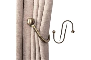 TWEOZEK 2 Pcs Curtain Holdbacks, Brass Curtain Hold Backs Metal Curtain Tie Backs Curtains U-Shaped Hook Wall Mounted Decorative Drapery Holder with Screws for Bedroom Fixed Curtain or Hanging Items