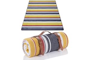 LIYUABU Koc piknikowy 150 x 200 cm, kolorowy koc piknikowy, wodoszczelny, przenośny, bardzo duży koc plażowy, odporny na piasek, izolowany z uchwytem do noszenia, idealny na piknik/ na zewnątrz / na kemping /