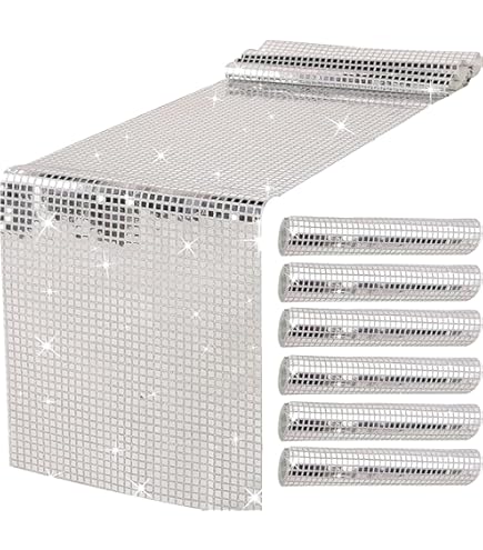 Runner Da Tavola Glitterato Argento - Stile Anni 70/80, 275x30 Cm, Per Feste E Compleanni - Foto 9