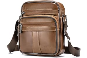 SPAHER Sacoche Homme Bandouliere Cuir Veritable Petit Sac Bandoulière Homme Sac Porté Epaule Sacs Business Vintage Sacs à Dos Porté Travers Pochettes Multifonctionnel Sacs à Main Voyage