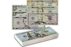 PCCMOT COS 280 Stück Prop Money, Spielgeld Dollar Schein für Kinder Spiel, Falschgeld Fake Geld Dollarscheine, Geldscheine für Hochzeit Party Money Film Requisiten Game - 40 x1$,2$,5$, 10$,20$, 50$,100$