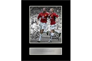 Roy Keane och Paul Scholes signerad monterad fotovisning Manchester United FC