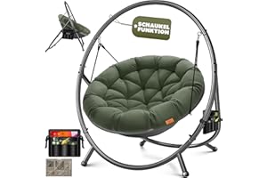 KESSER Chaise suspendue avec structure Bali, balançoire suspendue jusqu'à 150 kg, pour intérieur et extérieur, coussin et poche latérale, panier suspendu, structure en acier et coussin en mousse