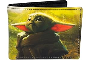 Concept One Portfel Star Wars, wąski, składany portfel z dekoracyjnym blaszanym etui, zielony, jeden rozmiar, portfel Star Wars Grogu, Mandalorian Slim składany portfel z dekoracyjną blaszaną obudową