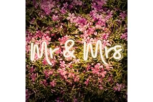 LEDANDER Mr Mrs Neon Lights Signs USB Warm White LED Neon Signs for Party Anniversary Wedding Valentine's Day, 16''x 6'’ Neon Light Sign Mr & Mrs Sign for Wall Decor Birthday Party Bar,Gifts